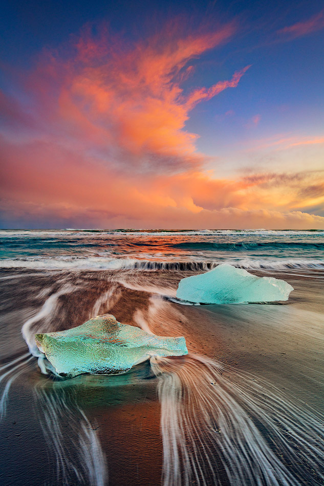 Diamond Beach Sunset Iceland